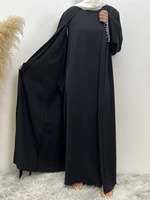 Abaya musulmane personnalisée grande taille, sans couture, légère, respirante, extensible dans quatre directions, séchage rapide, en polyester, pour l'hiver, manches longues