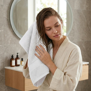Ensemble de serviettes de luxe 100% coton, 6 pièces, sans torsion, séchage rapide, très absorbantes, serviettes de bain, serviettes de toilette, débarbouillettes - Product Image 3