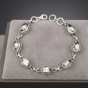 Spiritual Energy Green <b>Amethyst</b> Solid Silver Handmade <b>Bracelet</b> Bezel Setting Classic Everyday Wear Jewelry - Product Image 5