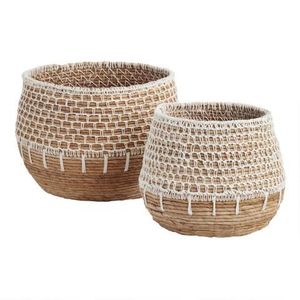 Panier en rotin tressé artisanal bohème, panier de rangement naturel décoratif pour l'organisation de la maison - Product Image 3