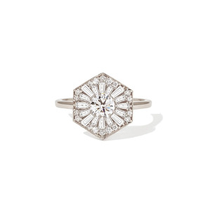 Anillo de Diamantes Cultivados en Laboratorio Art Deco Hexagonal de Oro Amarillo de 14K - Product Image 3