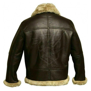 Custom Design <b>Shearling</b> Leather <b>Jacket</b> Solid Color <b>Men</b> Winter <b>Jacket</b> Streetwear Hot Sale <b>Men</b> <b>Shearling</b> Leather <b>Jacket</b> - Product Image 3