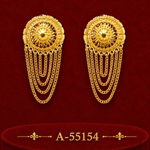 Elegant Handmade Mesh Pattern Long <b>Earrings</b> – Gold & Silver Plated Bridal & Festive Jewelry 55144 - Product Image 5