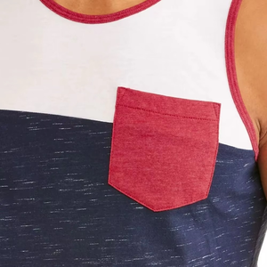 Débardeur décontracté pour homme à blocs de couleur, panneau contrastant, sans manches, 100 % polyester, avec poche poitrine, anti-rétrécissement, fabricant OEM - Product Image 3