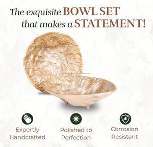 Luxe fait à la main en acier métal bol pouf Table basse ensemble 2 nouveauté fleur poufs pour salon bougie mélange caractéristique - Product Image 3