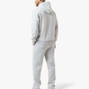 Precio al por mayor: Conjunto deportivo de invierno reversible de color liso con chaqueta con capucha y cordón y pantalón jogger para entrenamiento. - Product Image 3
