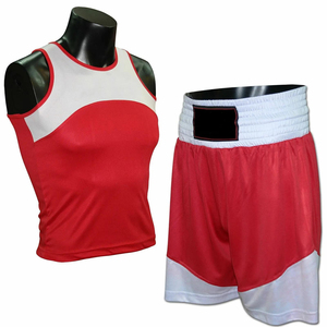 Men's Red White Boxing Tank Top and Shorts Set Moisture Wicking Sports Apparel Regular Fit Adult Size and online sale - Product Image 1