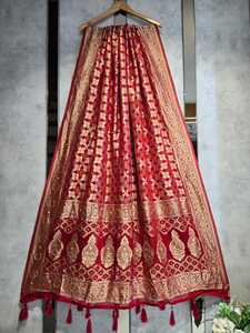 Dupatta de georgette pura, la más vendida, con bordado a mano, estilo étnico, para bodas y fiestas, pañuelo para mujer, venta al por mayor, proveedor OEM, India. - Product Image 4