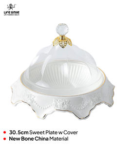 Plato para Servir con Tapa Transparente en Forma de Domo, Material de Porcelana China, Aspecto Moderno y de Alta Calidad - Product Image 2