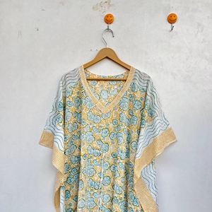 Women Cotton Kaftan Summer Wear Animal Print Long <b>Tunic</b> Stylish Indian Dress for <b>Beach</b> Lounge Casual and Party Wear - Product Image 1