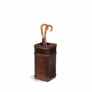 Porte-parapluies rectangulaire de luxe en bois poli, finition brillante, pour entrée, avec rangement pour bâtons et cannes, vente en gros - Product Image 3