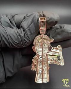 Colgante de Hombre Dinero de Dibujos Animados con Diamantes Cultivados en Laboratorio VVS, Plata de Ley 925, Joyería Hip Hop de Alta Calidad - Product Image 5