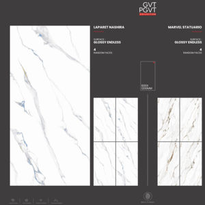 Azulejo de Porcelana Premium de Alto Brillo, 24x48 Pulgadas, Superficie Brillante, Formato Grande, Aspecto de Mármol, Arquitectura Moderna - Product Image 1