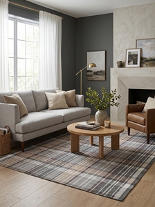 Tapis d'intérieur gris à carreaux, tapis en flanelle tissé, tapis de sol doux pour la maison, la chambre à coucher, le salon - Product Image 2