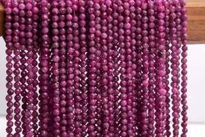 พลอยทับทิมสีม่วงแดงธรรมชาติ เกรดเจียระไนทรงกลม เม็ดหลวมสำหรับทำเครื่องประดับ สร้อยข้อมือ สร้อยคอ DIY - Product Image 4