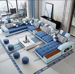 Canapé d'angle modulaire moderne en tissu rembourré avec accoudoirs en mousse pour salon - Product Image 5