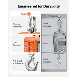 Báscula Colgante Industrial de Alta Resistencia, Capacidad Máxima de 4400 Lbs/2000 kg, Carcasa de Aluminio Fundido, Pantalla LCD Digital - Product Image 3