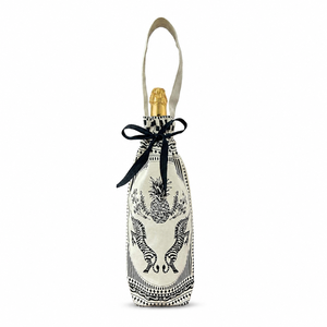 Sac cadeau pour bouteille de vin en coton non laminé 220 GSM avec fermeture à cordon 15,5x32x6 cm, logo personnalisé, emballage imprimé en gros - Product Image 3