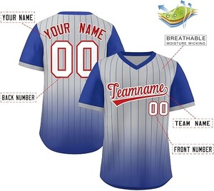 Camiseta de béisbol personalizada con cuello en V, camisetas de béisbol con rayas deportivas estilo Hip Hop, nombre y número personalizados para hombres/mujeres/jóvenes - Product Image 2
