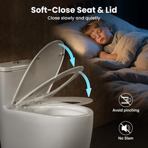 Inodoro compacto de una pieza con asiento cómodo, altura ADA de 17.3 pulgadas, descarga dual alargada de 0.8/1.28 GPF, taza de inodoro estándar blanca - Product Image 6