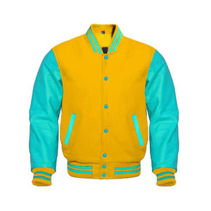 Service OEM, Vente Chaude : Vestes d'hiver streetwear en laine et cuir de qualité supérieure à col montant, et Blousons universitaires unis vierges en gros - Product Image 3