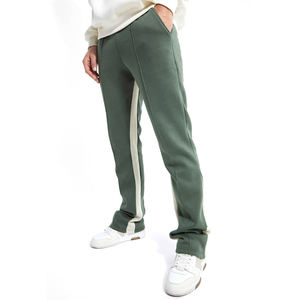 Pantalon de jogging streetwear empilé pour homme, coupe évasée avec bandes latérales, broderie personnalisée, en molleton – Prix de gros - Product Image 1