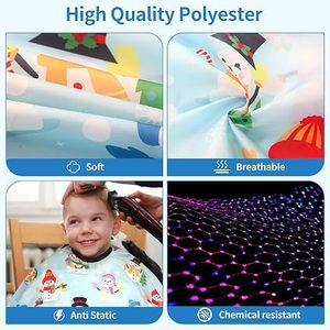 Capa de Peluquería Infantil con Estampado de Muñeco de Nieve, Material de Poliéster Resistente al Agua, Cintura Ajustable, Delantal Cómodo para Cortar el Cabello para Niños - Product Image 2
