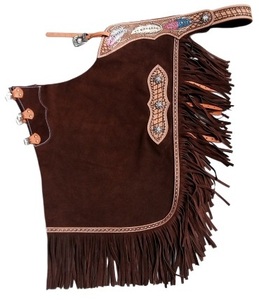Leather Western Horse <b>Chaps</b> Unisex Brown Suede Equestrian <b>Chaps</b> Adjustable Fit Black Synthetic <b>Riding</b> <b>Chaps</b> Lightweight - Product Image 1