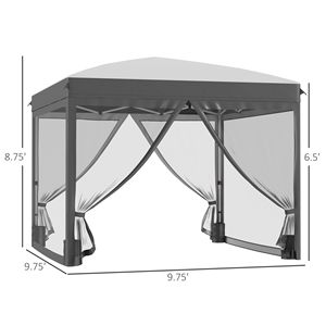    Tenda Parasole Istantanea 3x3m Grigia, Gazebo Pop-Up con Altezza Regolabile, Borsa per il Trasporto con Ruote, 4 Sacchi di Sabbia per Esterni - Product Image 3