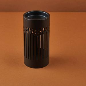 En gros, Brûleur de Bakhoor et Oud Saoudien en métal noir mat, style Mabkhara moderne avec filigrane Skyline, pour Majlis et Dakhoon - Product Image 1