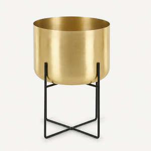 Vente en gros de jardinières en métal doré de luxe avec support en fer noir, grand pot de plante d'intérieur pour salon, balcon et décoration d'hôtel - Product Image 6