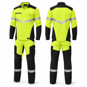 Uniforme de Trabajo de Alta Visibilidad para Hombre, Chaqueta y Pantalones de Seguridad de Algodón con Franjas Plateadas y Bolsillos - Product Image 2