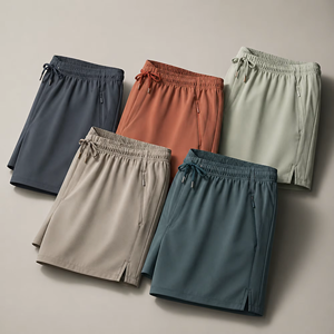 Shorts de détente pour hommes avec logo personnalisé, disponibles en 5 longueurs de entrejambe (2,5''/3''/4''/5''/6''), avec braguette boutonnée et passepoil, en tissu doux en mélange de rayonne. - Product Image 6