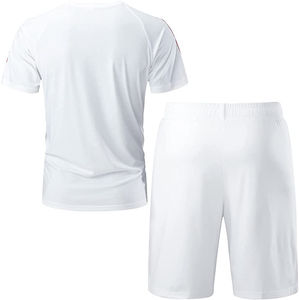 Ensembles décontractés d'été unisexes en gros : T-shirt à épaules tombantes et short à cordon imprimé (2 pièces) - Product Image 4