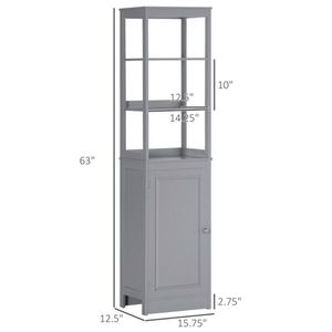 Mobiletto da Bagno Grigio con Maniglia in Acciaio Inox, Materiale MDF e Acciaio, Finitura Verniciata per Uso Domestico o Alberghiero - Product Image 3