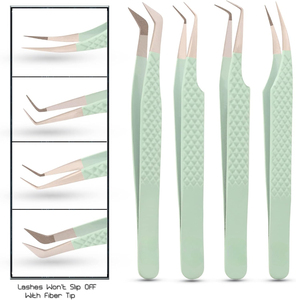 Professional High Grade Custom Logo Color Stainless Steel Eyelash Extension Tweezers <b>Set</b> Sustainable High Quality Pointed Tip - Product Image 3