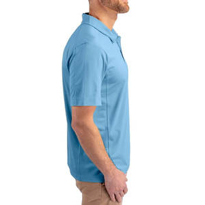 Men's Solid <b>Blue</b> Short Sleeve <b>Polo</b> <b>Shirt</b> Button Collar Sporty Breathable Golf Business Casual Top - Product Image 2