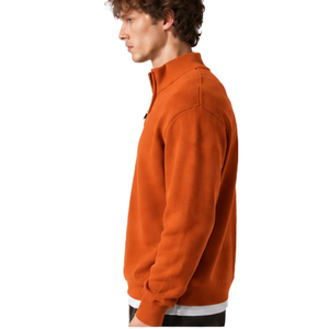 <b>Men</b> Orange Quarter Zip Jumper Knitted <b>Sweater</b> Stand Collar Long Sleeve Pullover Casual Winter Warm Soft Knitwear Premium Fit Top - Product Image 3