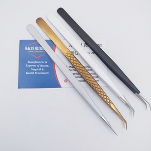 Pince à épiler professionnelle d'extension de cils en acier inoxydable de haute qualité pince à cils à 45 degrés avec pointe en fibre pointue durable - Product Image 2