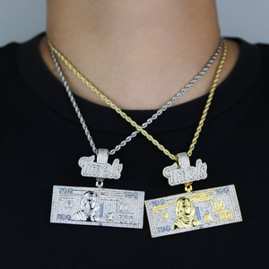 Collar con Colgante de Billete de 100 Dólares, Diamante Moissanita, Plata 925, Cadena de Dinero con Incrustaciones de Diamantes, Joyería Hip Hop - Product Image 5