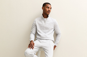 Haider grey white patches Quarter-Zip Long Sleeve Knitted Polyester Shirt <b>Sweat</b>-Wicking Breathable Quick Dry Sporty <b>Top</b> - Product Image 2