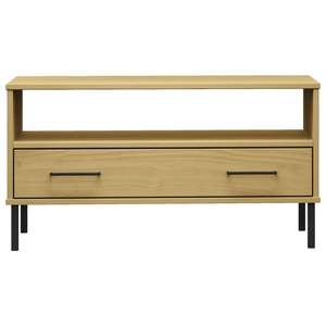 Tavolino da caffè standard in legno massello di pino marrone e metallo - Product Image 4