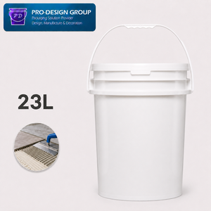23L Heavy Duty Plastic Bucket with Flat Lid; Airtight Industrial Pail for Construction Adhesive - Product Image 1