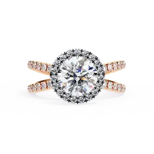 Bague Halo en Or Massif 18K avec Diamant de Laboratoire Taille Radiant de 1,50 Carat Couleur E pour Fiançailles et Mariage - Product Image 3