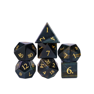 ลูกเต๋าหินคุณภาพสูง บลูไทเกอร์อาย คริสตัลธรรมชาติ หินบำบัดเรกิ ลูกเต๋าหินแกะสลักแบบกำหนดเอง ชุดลูกเต๋าคริสตัลไวกิ้ง - Product Image 1