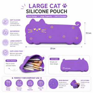 Estuche para lápices con diseño de gato grande y lindo, cierre de cremallera, bolsa de maquillaje impermeable, fácil de limpiar, almacenamiento multiusos para artículos de papelería de viaje - Product Image 6