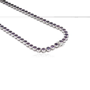 Collier tennis classique de haute qualité en améthyste naturelle taille ronde pour femme en argent sterling 925 – Cadeau idéal pour mariage et soirée - Product Image 6