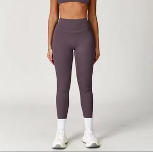 High Waist <b>Knitted</b> <b>Leggings</b> Solid Full Length Stretchy Breathable Eco-friendly 220g Women's Sporty Yoga Pants - Product Image 1
