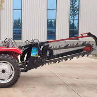 Zanjadora de Cadena Montada en Tractor de Fábrica, Zanjadora de Dos Ruedas para Mini Tractor, Cultivador Rotatorio con Motor de Engranajes de Alta Velocidad