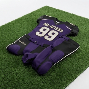 Custom Purple Black American Football Jersey Set <b>Padded</b> Football <b>Pants</b> Team Uniform Number 99 OEM ODM Wholesale Sportswear - Product Image 5